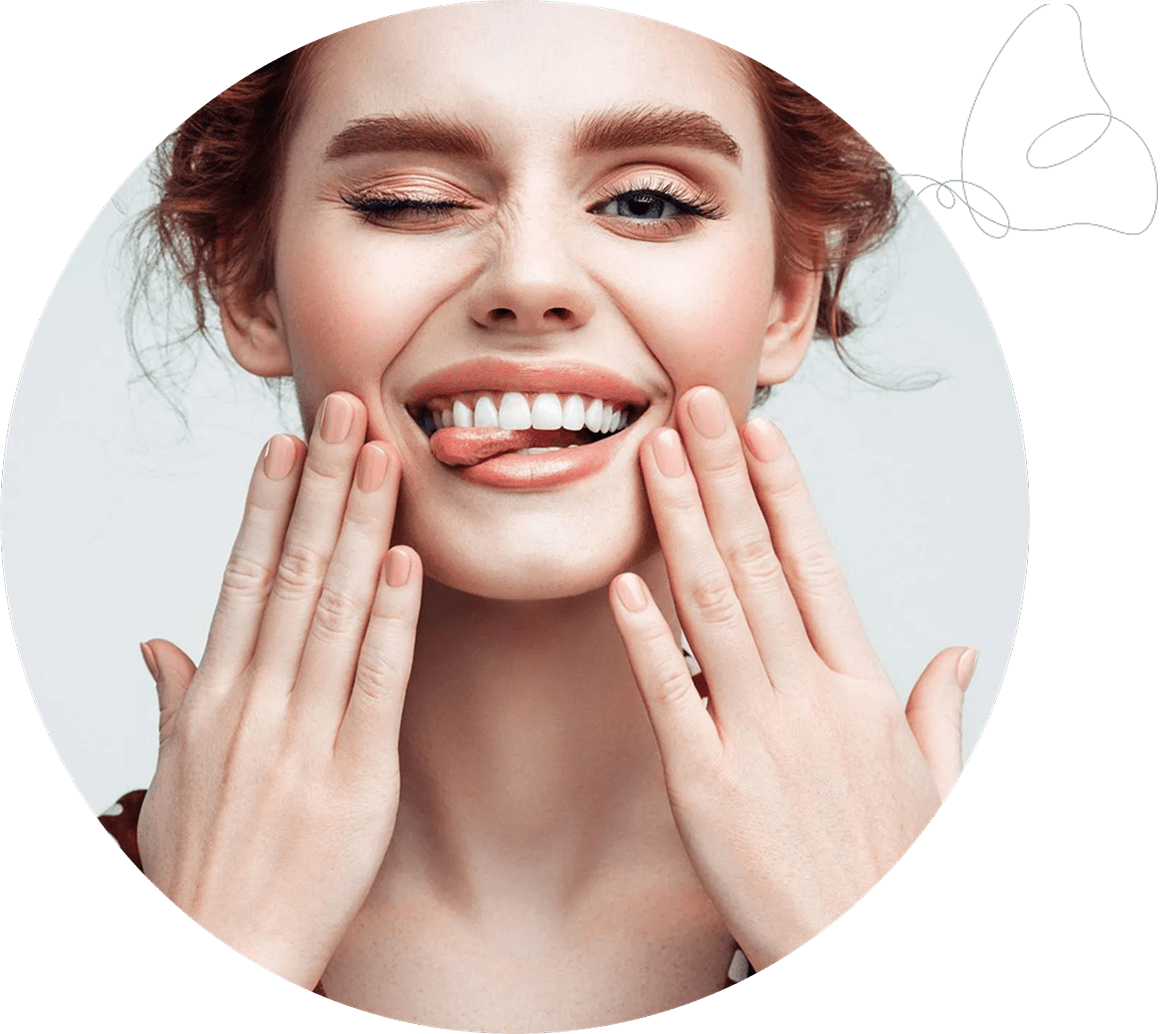 Smiling woman winking playfully