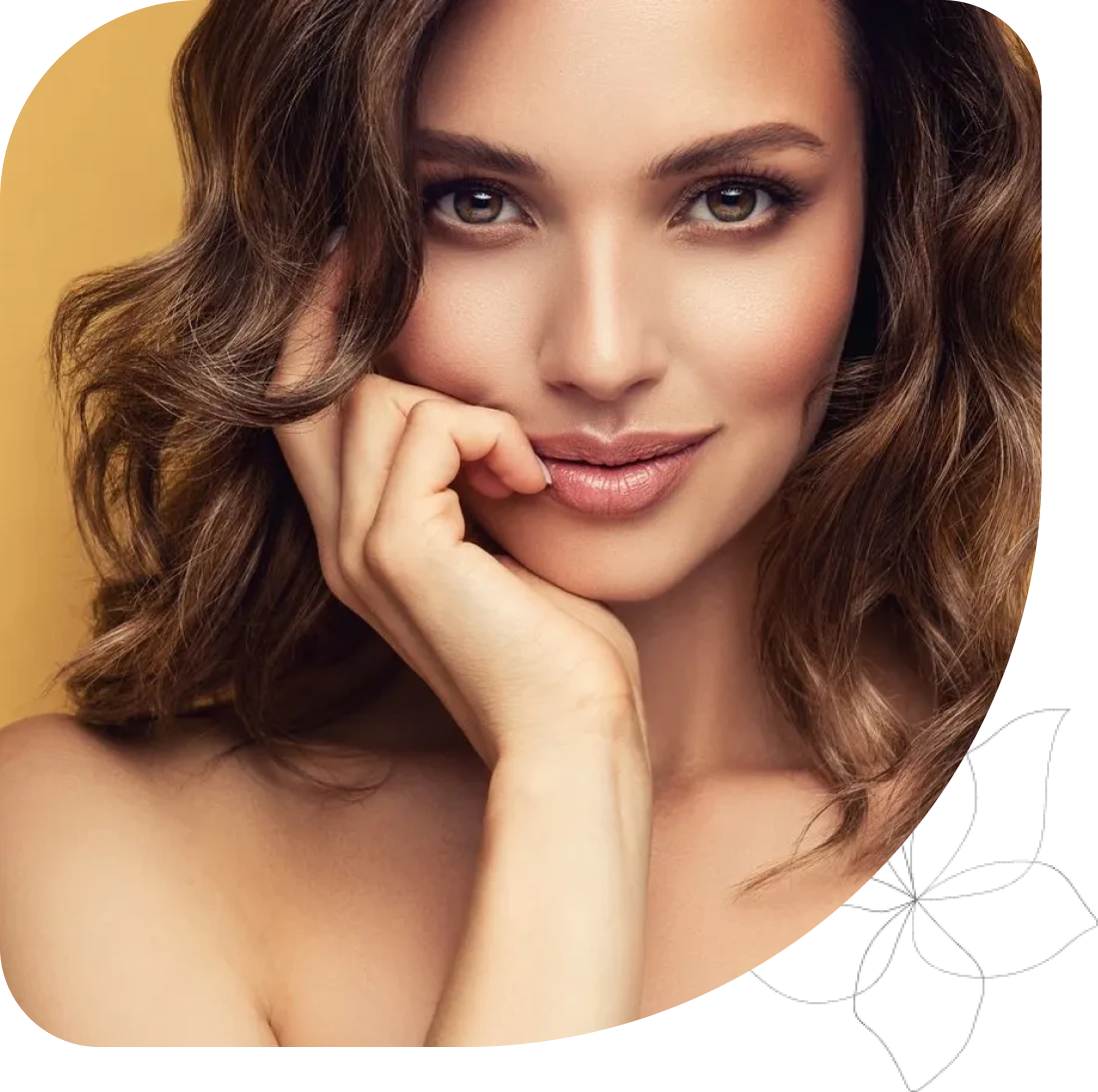 Woman posing with hand on face