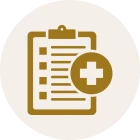 Medical checklist icon with plus sign