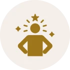 Person with star icon and sparkles